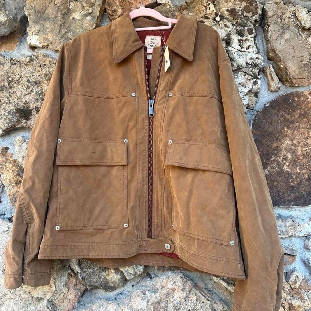 We The Free Blair Faux Suede Jacket Womens L Caramel Cafe NWT Free People